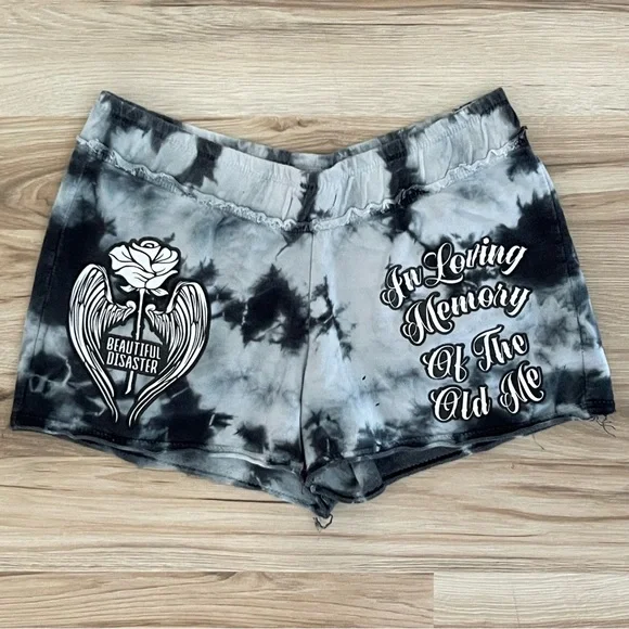 Beautiful Disaster Women's Black and White Pajama Shorts - Picture 1 of 6